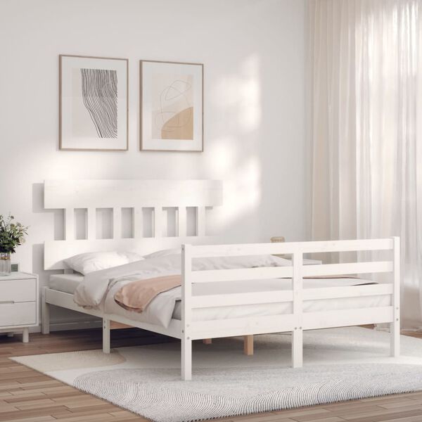 vidaXL Bed Frame without Mattress White 120x200 cm Solid Wood