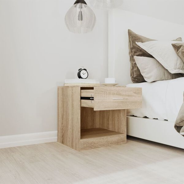 vidaXL Nightstand 2 pcs with Drawer Oak Colour