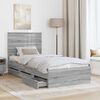 vidaXL Bed Frame with Drawer Grey Sonoma 90 x 200 cm Engineer Wood