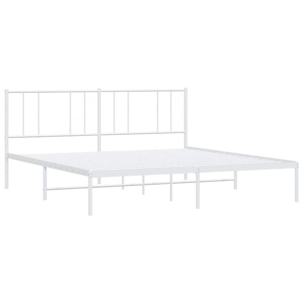 vidaXL Metal Bed Frame without Mattress with Headboard White 183x213cm