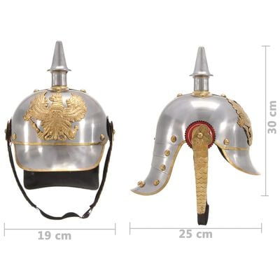 vidaXL German Prussian Helmet Antique Replica LARP Silver Steel
