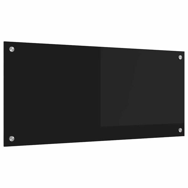 vidaXL Kitchen Backsplash Black 90 x 40 cm Tempered Glass