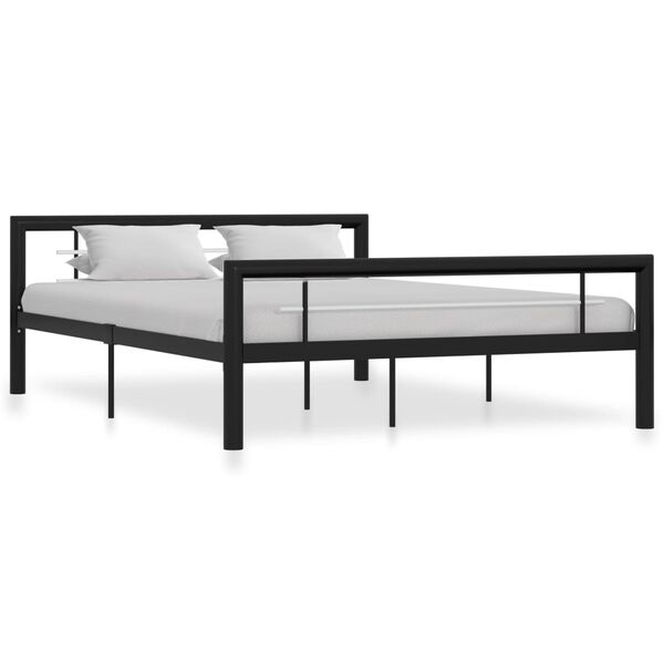 vidaXL Bed Frame without Mattress Black and White Metal 120x200 cm
