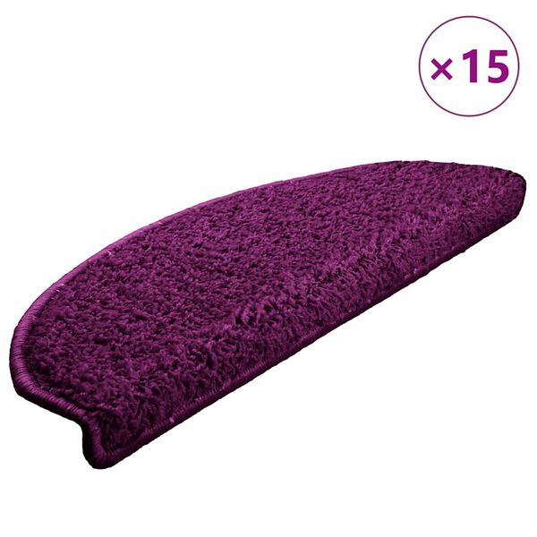 vidaXL Stair Mats 15 pcs 65x21x4 cm Violet Half Round Large
