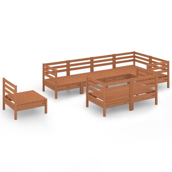vidaXL 8 Piece Garden Lounge Set Solid Wood Pine Honey Brown