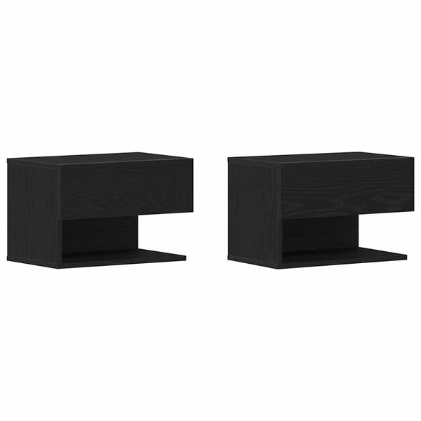 vidaXL Bedside Cabinet with Drawer 2 pcs Black oak 46 x 29.5 x 30 cm