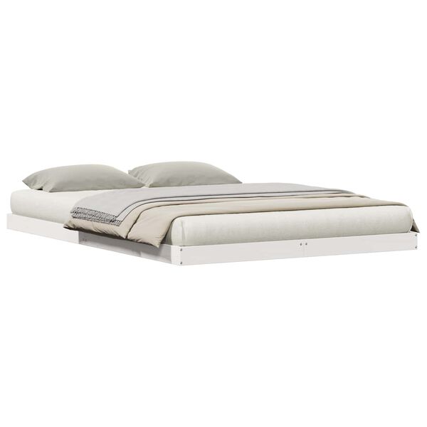 vidaXL Floor Bed Frame White 223.5 x 144 x 9 cm Solid Pine Wood