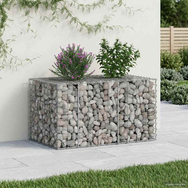 vidaXL Gabion Raised Bed Silver 100 x 60 x 55 cm Galvanised Steel