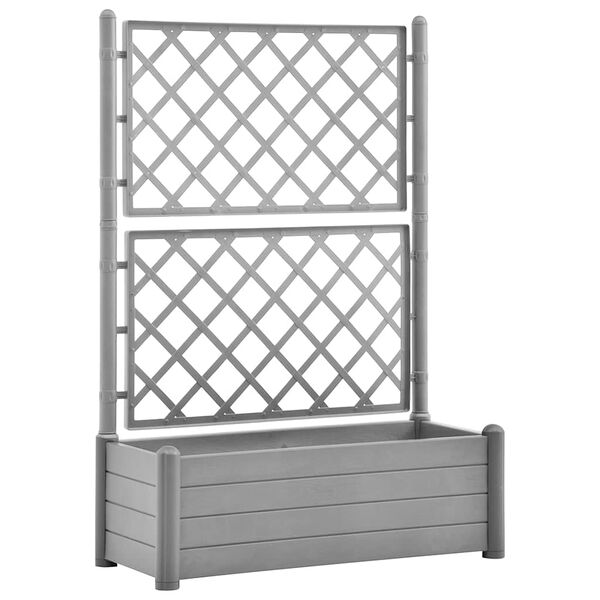 vidaXL Garden Planter with Trellis 100x43x142 cm PP Stone Grey