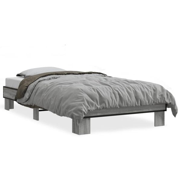vidaXL Bed Frame without Mattress Grey Sonoma 90x190 cm Single