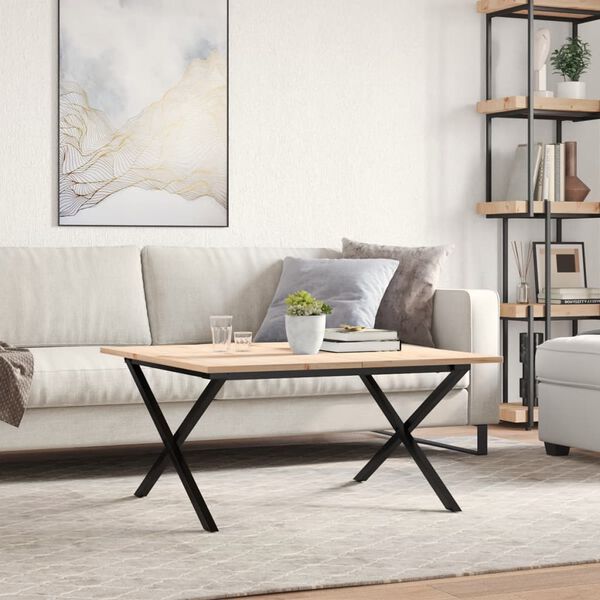 vidaXL Coffee Table X-Frame 90x90x45 cm Solid Wood Pine and Steel