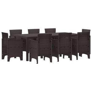 vidaXL Garden Dining Set 9 pcs Brown Polypropylene