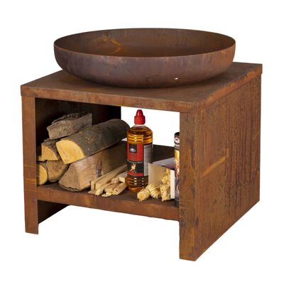 Esschert Design Fire Bowl with Wood Storage 62 cm Rust