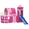 vidaXL Kids' Loft Bed with Tower without Mattress Pink 90x200 cm
