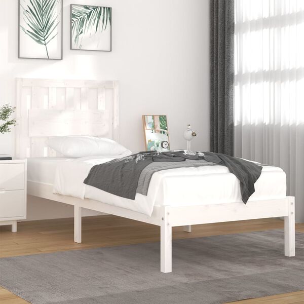 vidaXL Bed Frame without Mattress White Solid Wood 90x200 cm (810003+818551)