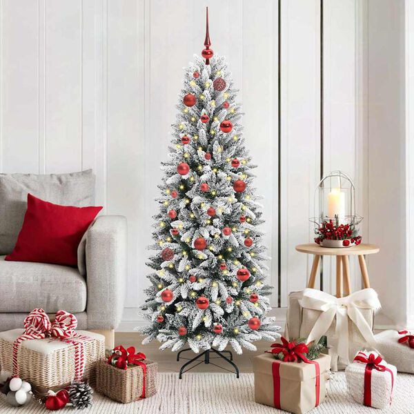 vidaXL Artificial Christmas Tree with 150 LEDs with Stand White 150 cm