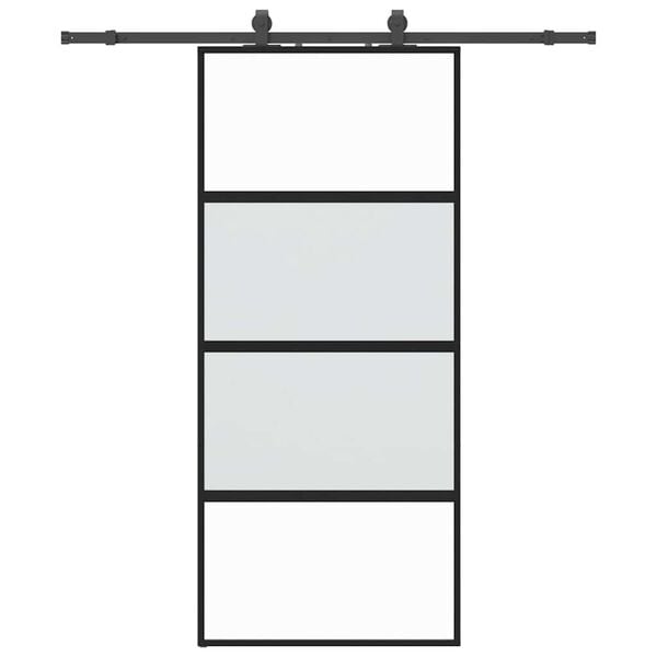vidaXL Sliding Door with Hardware Set Black 90x205 cm Tempered Glass