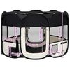 vidaXL Foldable Dog Playpen with Carrying Bag Black 110x110x58 cm
