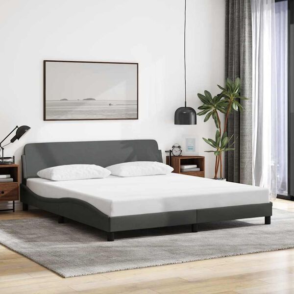 vidaXL Bed Frame "Dover" Dark Grey 180x200 cm Super King Fabric