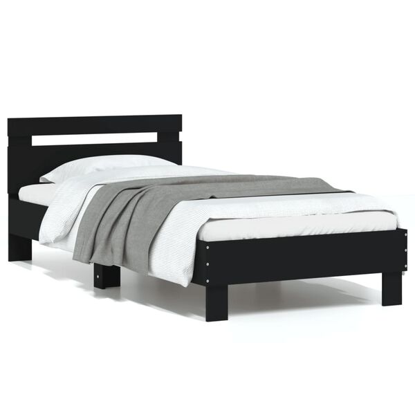 vidaXL Bed Frame without Mattress with Headboard Black 90x190 cm Single