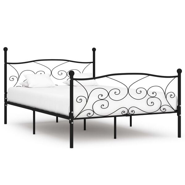 vidaXL Bed Frame without Mattress with Slatted Base Black Metal 140x200 cm