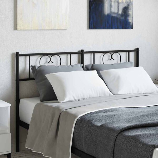 vidaXL Metal Replace Headboard Black 135 cm