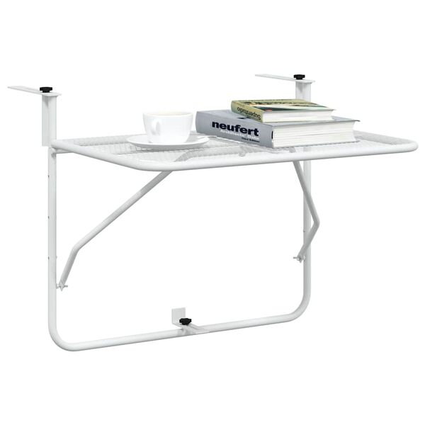 vidaXL Balcony Table White 60x40 cm Steel
