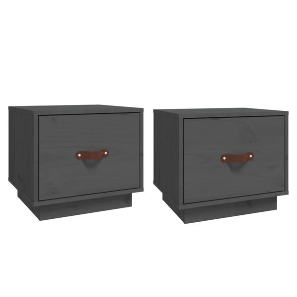 vidaXL Bedside Cabinets 2 pcs Grey 40x34x35 cm Solid Wood Pine