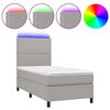 vidaXL Box Spring Bed with Mattress&LED Light Grey 100x200 cm Fabric