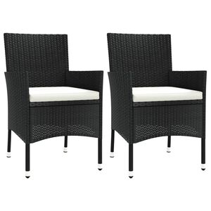 vidaXL Garden Chairs with Cushions 2 pcs Black Poly Rattan (UK/IE/FI/NO only)