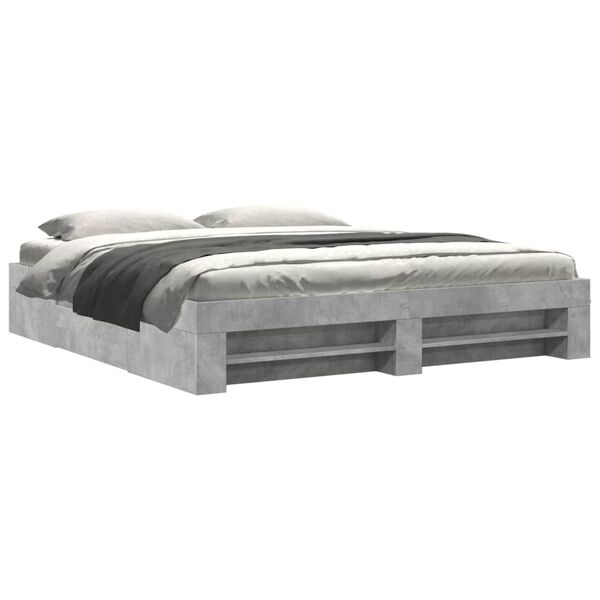 vidaXL Bed Frame without Mattress Concrete Grey 200x200cm Engineered Wood
