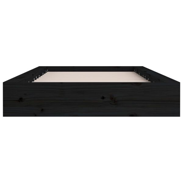 vidaXL Bed Frame without Mattress Black 75x190 cm Small Single Solid Wood