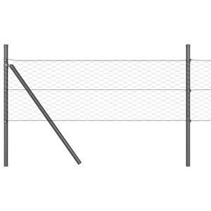 vidaXL Hexagonal Fence Ground Fix 10 x 0.8 m PVC-Coated Steel Grey