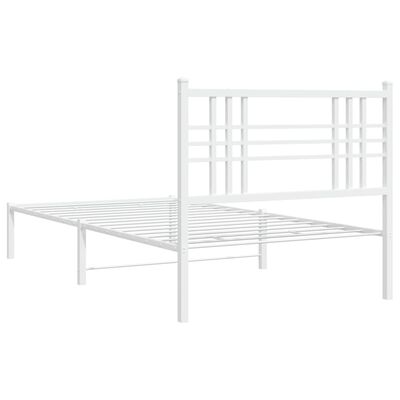 vidaXL Metal Bed Frame with Headboard White 90x200 cm
