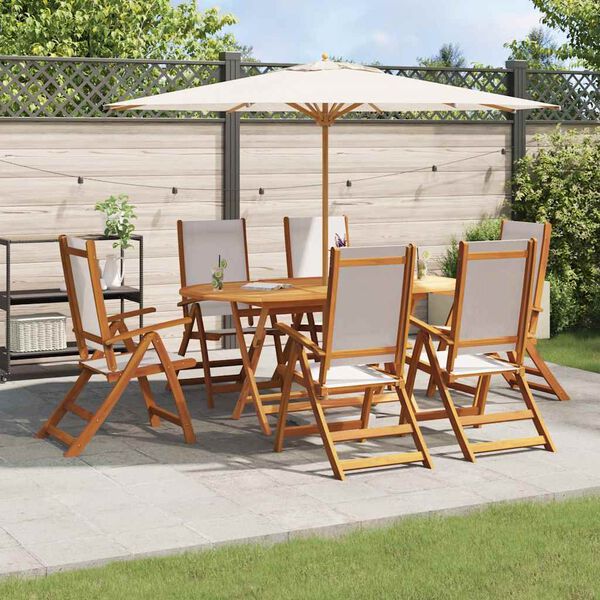 vidaXL 7 Piece Garden Dining Set Solid Wood Acacia and Textilene