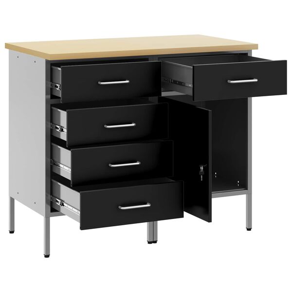 vidaXL Work Cabinet with Drawer 2 pcs Black and Grey 75 x 45 x 85 cm