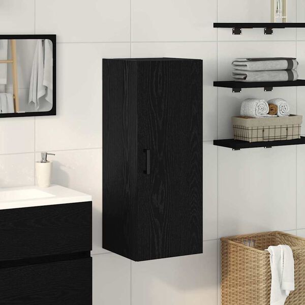 vidaXL Wall Mounted Cabinet Black Oak 34.5x34x90 cm Engineered Wood