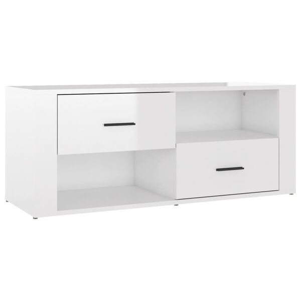 vidaXL TV Cabinet High Gloss White 100x35x40 cm Engineered Wood