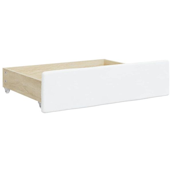vidaXL Bed Drawers 2 pcs White Engineered Wood and Faux Leather