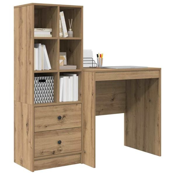 vidaXL Desk with Drawer 2 pcs Artisan Oak