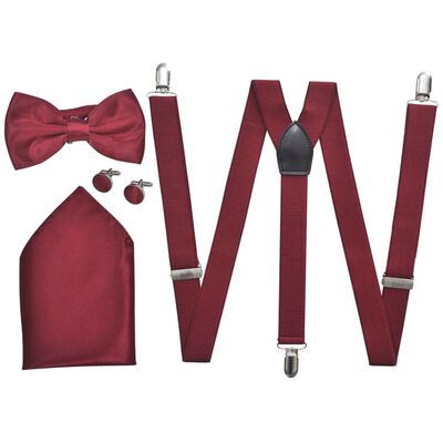 vidaXL Men's Black Tie/Tuxedo Accessories Braces & Bow Tie Set Burgundy