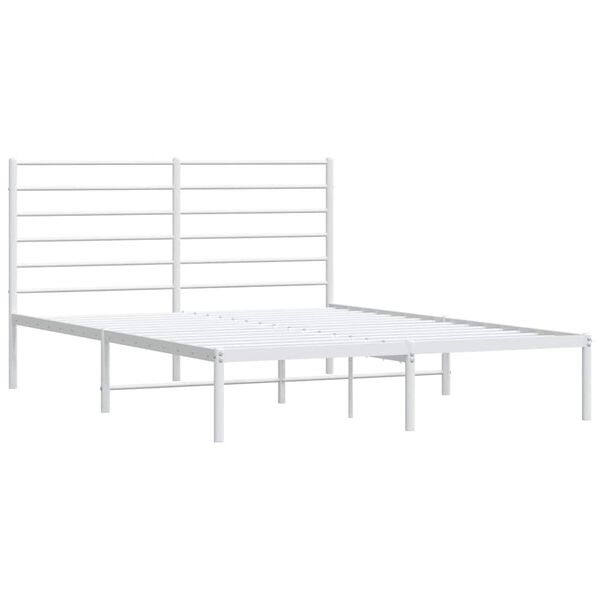 vidaXL Metal Bed Frame without Mattress with Headboard White 120x200cm