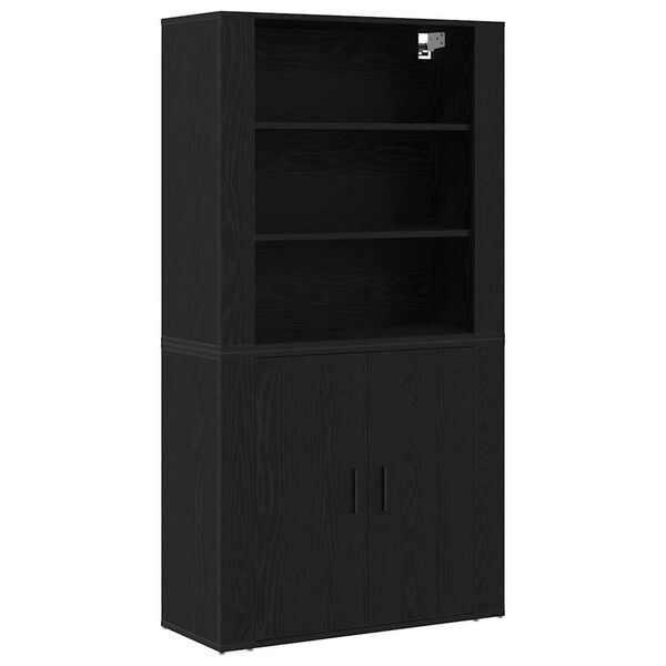 vidaXL Highboard Black Oak 80 x 33 x 150 cm Engineered Wood