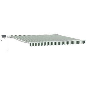 vidaXL Retractable Awning Green and White 400 x 300 cm