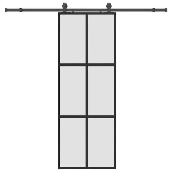 vidaXL Sliding Door with Hardware Set Black 76x205 cm Tempered Glass