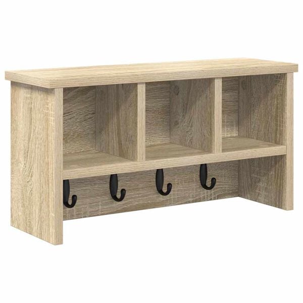 vidaXL Wall-Mounted Coat Rack with Shelf Sonoma oak 50 x 16 x 26 cm