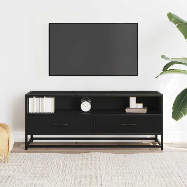 vidaXL TV Cabinet Black 100x34.5x40 cm Engineered Wood and Metal