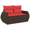 vidaXL 7 Piece Garden Sofa Set with Cushions Brown Poly Rattan Acacia