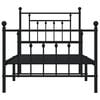 vidaXL Metal Bed Frame without Mattress with Footboard Black 90x190cm