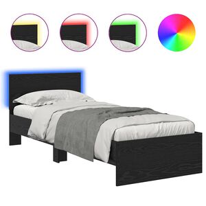 vidaXL Bed Frame with Headboard Black Oak 75 x 190 cm Engineered Wood